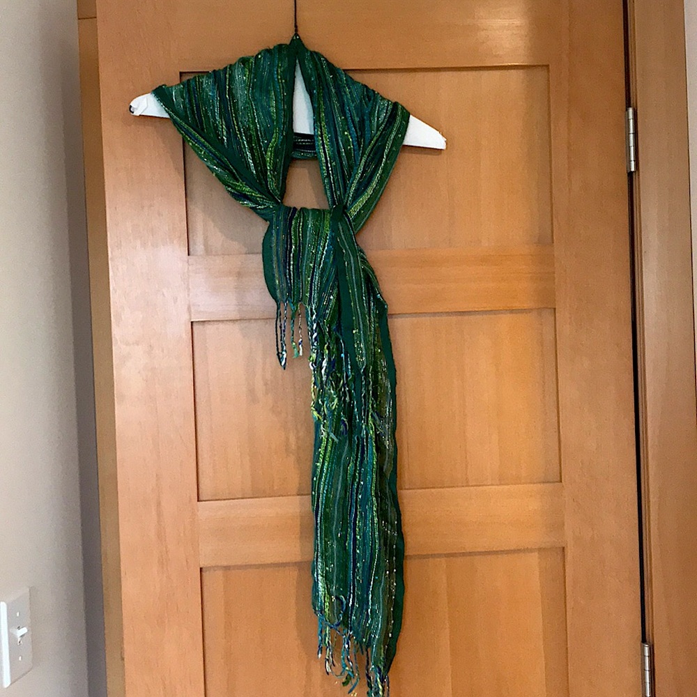Green Scarf with Tassels